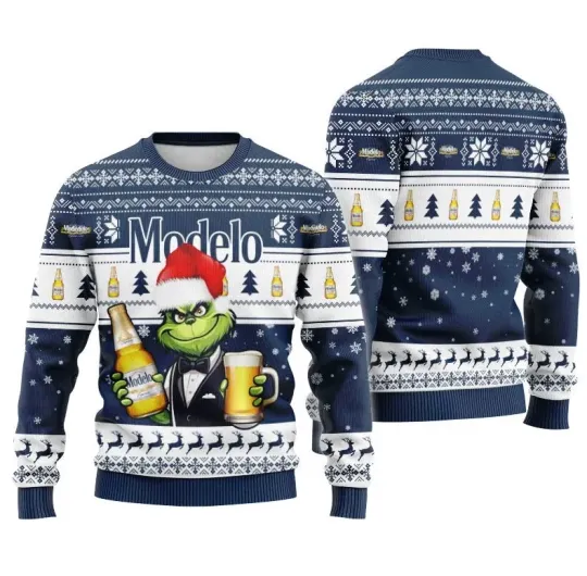 Discover funny character Drinking Funny Christmas Ugly Sweater Inspired by Cerveza Style