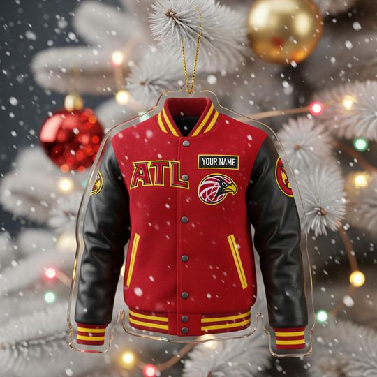 Discover Personalized Atlanta Jacket Ornament, Acrylic Christmas Ornament for Basketball Fans, Sports Lover Gift