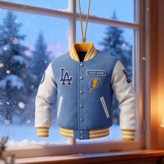 Discover Personalized Los Angeles Jacket Ornament, Acrylic Football Ornament, Los Angeles Sports Gift