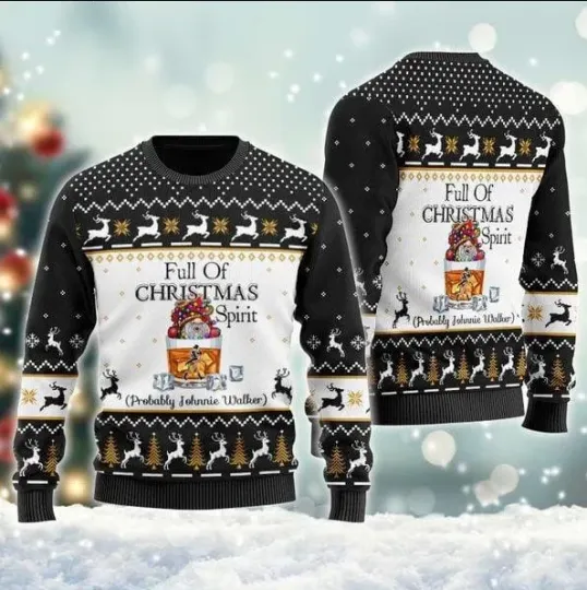 Discover Full of Holiday Spirit Probably Whiskey Funny Christmas Sweater