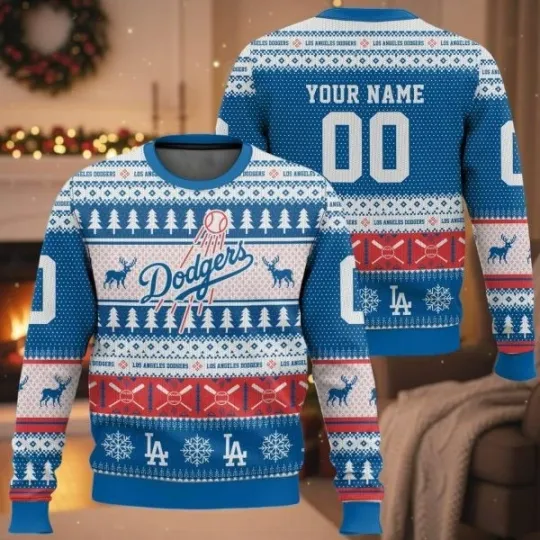 Discover Personalized Dodger1 Baseball 2025 Ugly Christmas Sweater