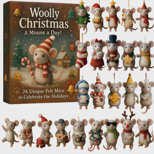 Discover Woolly Christmas Advent Calendar 2025, 24 Unique Felt Mice Ornaments, Rustic Christmas Countdown Gift for Crafters & Mouse Lovers