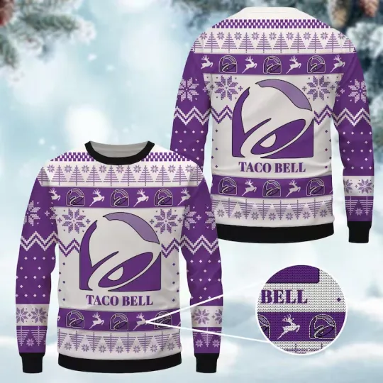 Taco Bell Ugly Christmas All Over Print Sweater