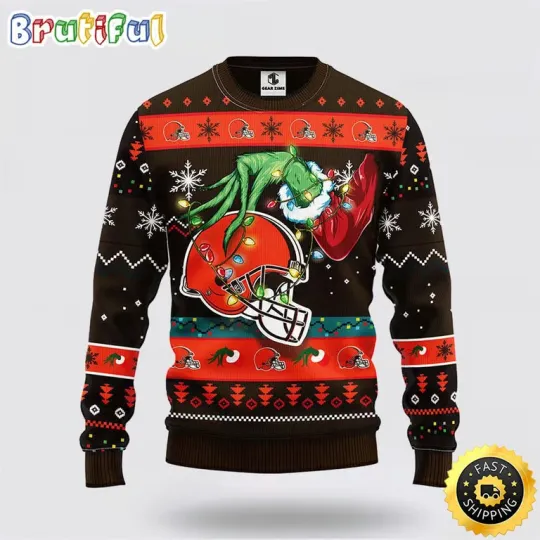 Discover football Cleveland Brown Ugly Sweater The Hand Of funny character Ugly Christmas Sweater