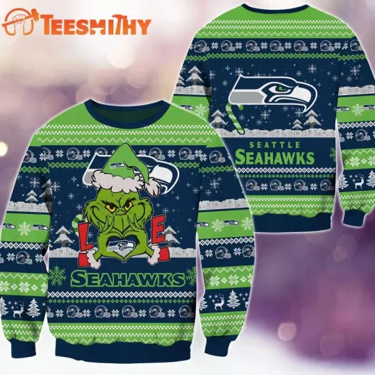 Discover Sea!ttle Seahawk football funny character Football Limited Ugly Christmas Sweater