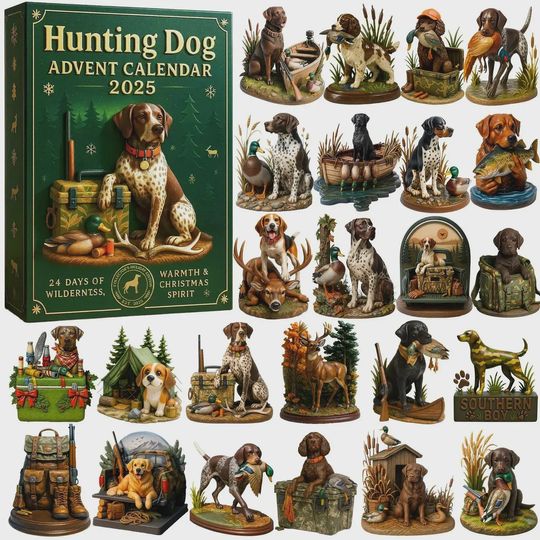 Discover Hunting Dog Advent Calendar 2025 | 24 Days of Hunting & Sporting Dog Figurines | Unique Christmas Gift for Hunters and Dog Owners