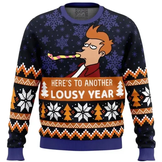 BG Futurama Ugly Christmas Sweater, 'Lousy Year' Holiday Sweater, Funny TV Show