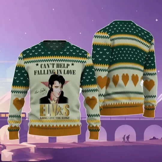 Discover BG Elvis Presley Ugly Sweater, The King Of Rock N Roll Christmas Sweater, Can't