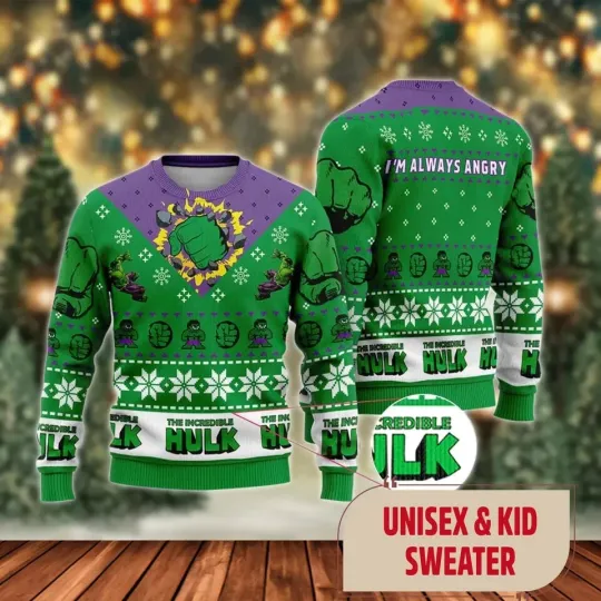 Discover BG Hulk Incredible Christmas Sweater, Superhero Ugly Sweater, Hulk Sweatshirt