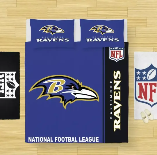 Discover football Baltimore Raven Bedding Set, Fullsize Duvet Cover Set