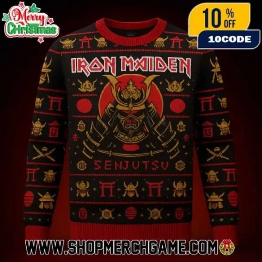 Discover Iron !Maiden Senjutsu Samurai Eddie Ugly Christmas Sweater Unisex All Sizes