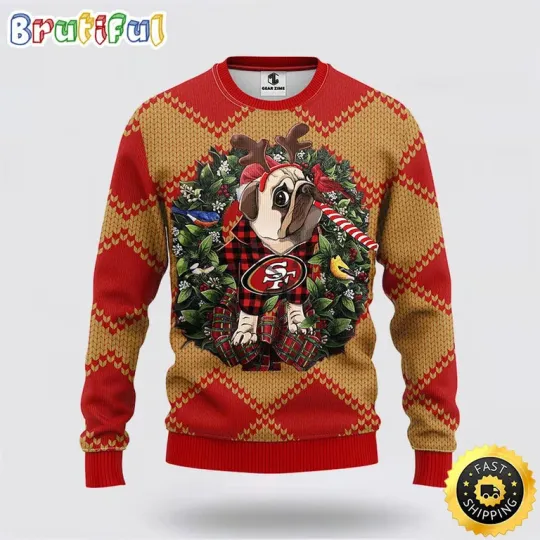 football San Francisco 49er Ugly Sweater Pub Dog Ugly Christmas Sweater
