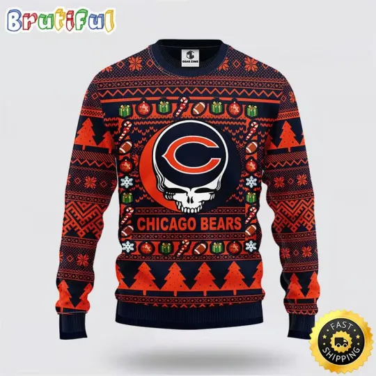 football Chicago Bear Ugly Sweater Grateful Dead Ugly Christmas Ugly Sweater