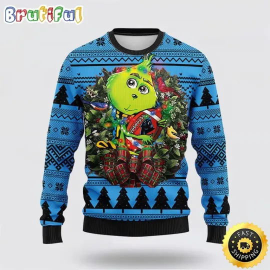 Discover football Carolina Panther Ugly Sweater funny character Hug Ugly Christmas Sweater