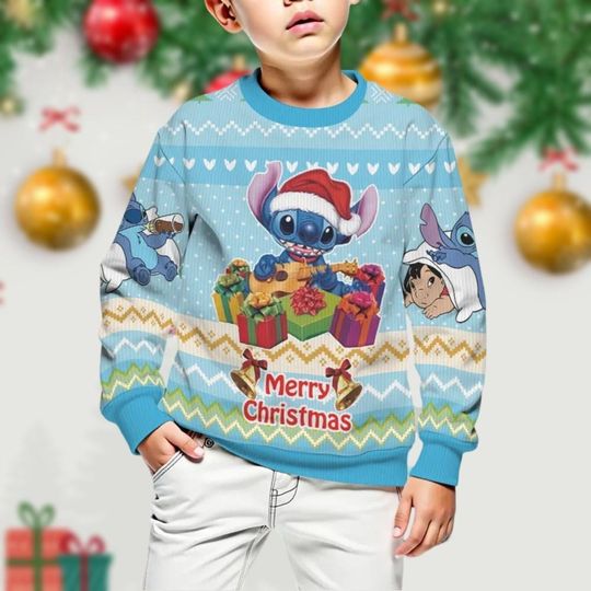 Discover Lilo and Stitch Ugly Christmas Sweater, Disney Sweater, Holiday Gift For Kids, Xmas Holiday Gift