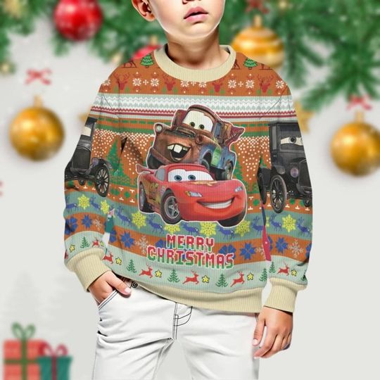 Discover Car Ugly Christmas Sweater, McQueen Sweater, Disney Pixar Holiday Gift For Men Women And Kids, Family Christmas Sweater