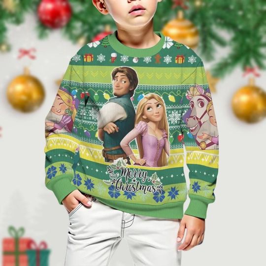 Discover Disney Tangled Ugly Christmas Sweater, Disneyland Rapunzel Princess Sweatshirt, Xmas Holiday Sweater For Men And Women And Kids