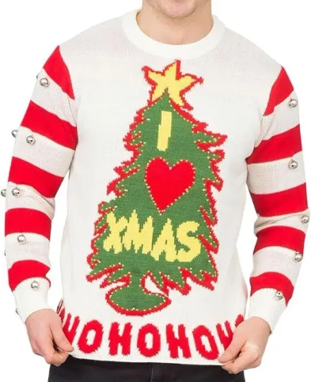 Discover I Love Xmas HOHOHO Light Up LED and Bells Ugly Christmas Sweater
