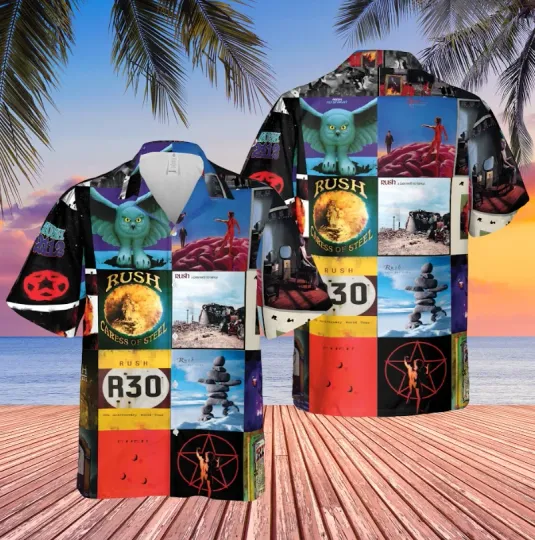Discover Rush Album Cover Halloween Hawaiian Shirt Mens