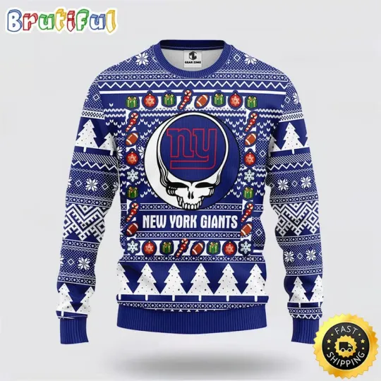 football New Yark Gia_nt Ugly Sweater Grateful Dead Ugly Christmas Ugly Sweater