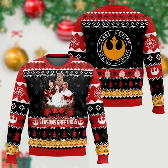 Galactic Christmas Ugly Sweater, Funny Space Holiday Sweater, Sci-Fi Xmas Crew Sweatshirt, Seasons Greetings Pullover, Christmas Gift