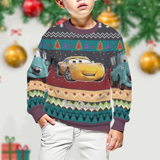 Discover Car Movie Ugly Christmas Sweater, McQueen Santa Sweatshirt, Xmas Holiday Gift for Men Women And Kids