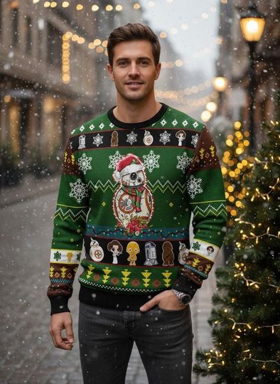 Discover Star Wars Ugly Christmas Sweater, BB-8 Galaxy's Edge Sweater Xmas Holiday Gift For Men Women And Kids