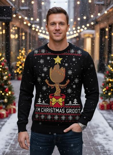 I am Groot Ugly Christmas Sweater, Disneyland Groot Santa Sweatshirt, Galaxy's Edge Xmas Holiday Gift, Party Gift Outfit Idea For Men W