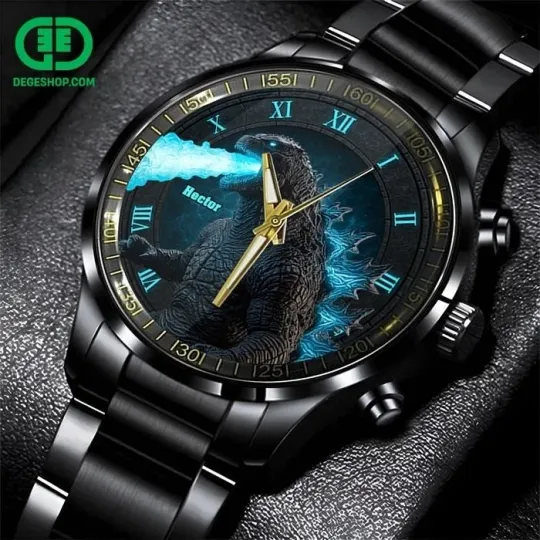Discover Gozilla Atomic Bomb Custom Black Stainless Steel Watch