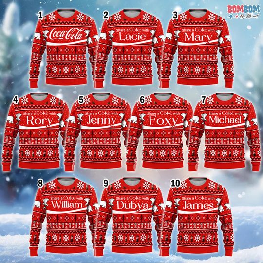 Discover Share A Coke Ugly Christmas Sweater, Custom Coke Costume Sweater, Christmas Sweater Group Family Matching, Group Matching Shirts