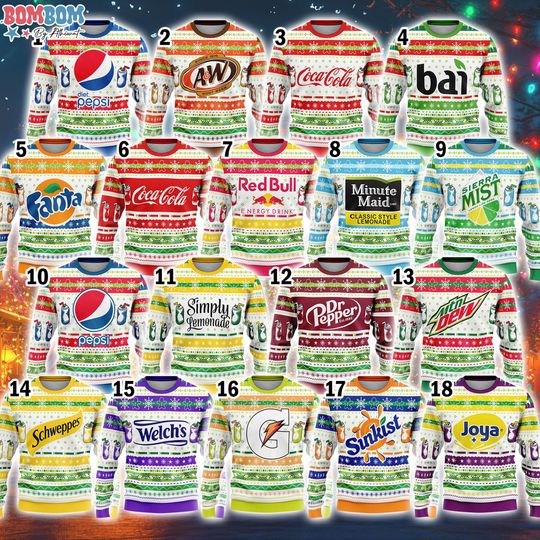 Discover Soda Drinks Ugly Christmas Sweater, Funny Christmas Ugly Sweater, Matching Family Christmas Sweater, Family Xmas Group Sweater