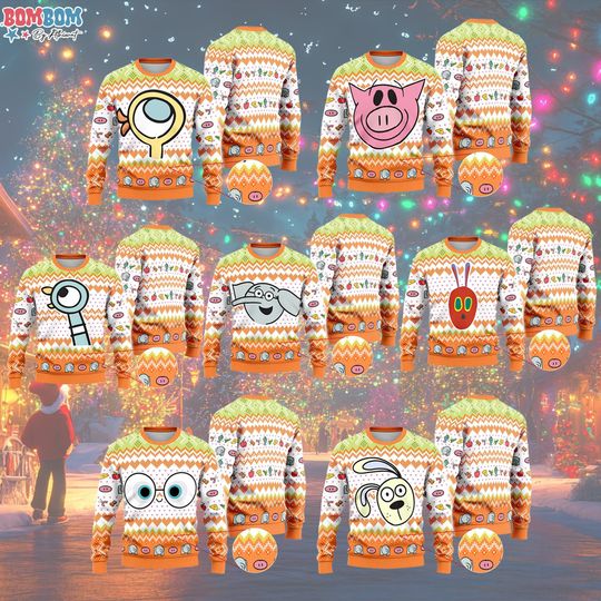 Discover Elephant and Piggie Christmas Ugly Sweater, Book Characters Shirt, Teacher Costume, Teacher Christmas Sweaters, School Cosplay Ugly Sweater