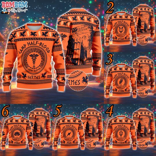 Discover Percy Jackson Christmas Ugly Sweater, Camp Half Blood Xmas Sweater, Heroes Of Olympus Shirt, Camp Jupiter Shirt, Book Lover Gift Shirt