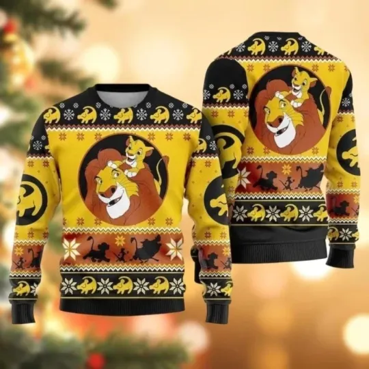 Discover The Lion King Ugly Christmas Sweater, Simba Santa Xmas Sweater, Disney Lion Movi