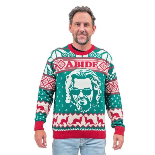 Adult Unisex Funny Big Lebowski Movie The Dude Abides Ugly Christmas Sweater