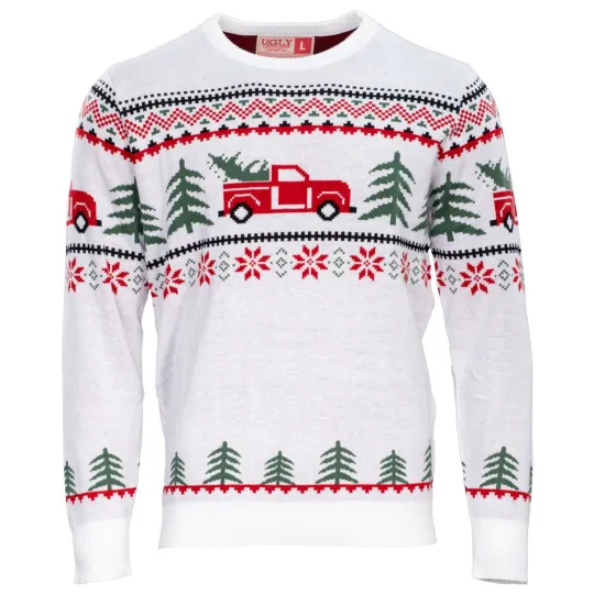 Discover Ugly Christmas Arnold Truck and Trees Adult Holiday Knitted Sweater