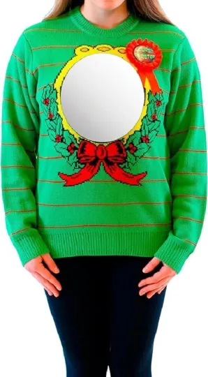 Discover Mirror Ugliest Sweater Award Adult Ugly Christmas Cosplay Sweater Holiday Wear