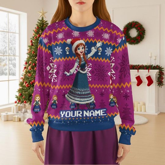 Discover Custom Name Sweater -  Princess Anna, Disneyland Paris, Birthday gift for kid, best gifts for her, christmas gift for mom