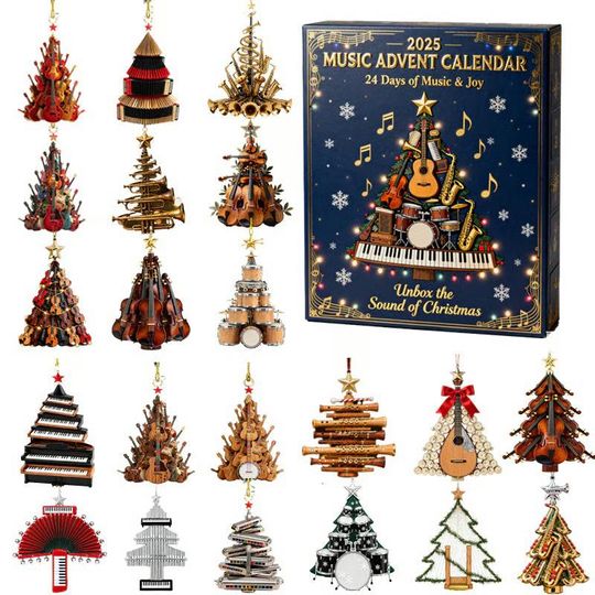 Discover Music Advent Calendar 2025, Unbox the Sound of Christmas Instrument Tree Ornaments, Gift for Musicians and Music Lovers