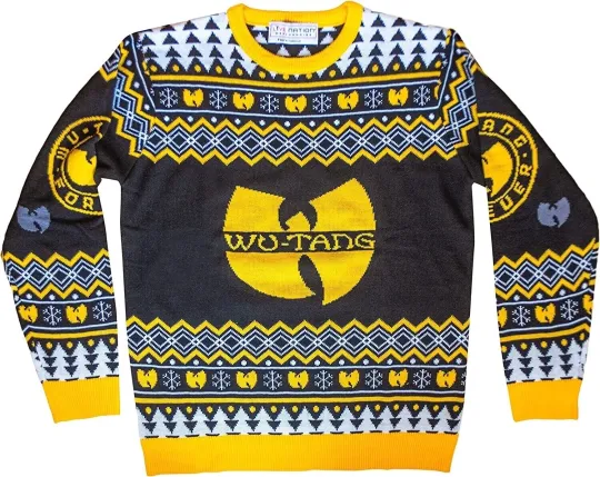 Discover w tang band Clan Logo Snowflakes Yellow Black White Ugly Christmas Sweater