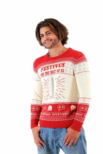 Discover Seinfeld Festivus The Rest Of Us Pole Adult Cream Ugly Christmas Cosplay Sweater