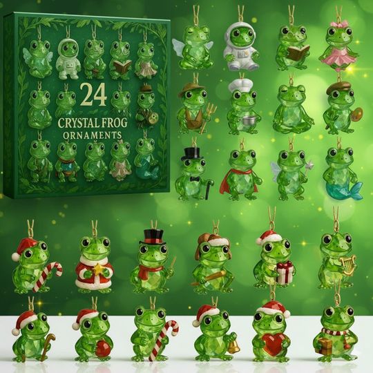 Discover Froggy Advent Calendar 2025, 24-Day Frog Figurines, Vintage Christmas Ornament Countdown, Cute Amphibian Lover Gift