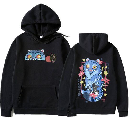 KPop Demon Hunters Derpy Tiger Hoodie Harajuku Fashion Pullovers Men's Women Clothing Cotton Cozy Oversized Aesthetic Sweatshirt