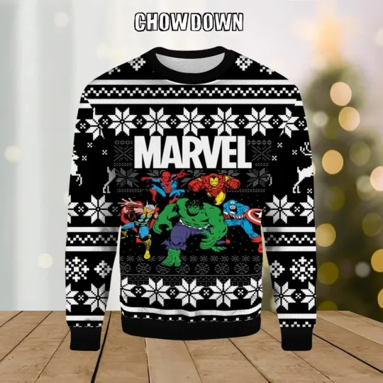 Discover Marvel Avengers Group Ugly Christmas Sweater