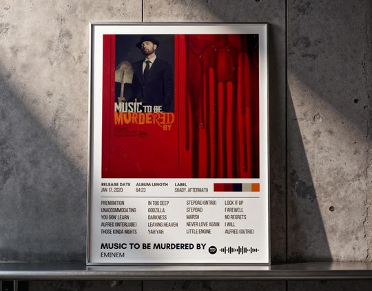 Eminem Music To Be Murdered Poster, Horrorcore Wall Art, Dark Aesthetic Print