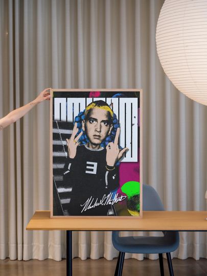 Discover Eminem Poster - 90s Hip Hop Wall Art Print, Slim Shady Rap Legend Artwork