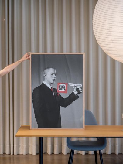 Eminem Poster Bang | Rap Icon Wall Art | Slim Shady Hip Hop Print