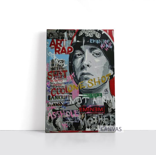 Eminem Banksy Music Wall Art Legend Rapper Poster Hip-Hop Street Art Poster Print