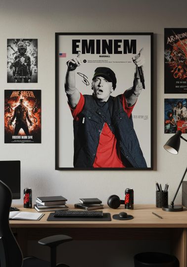 Eminem Poster, Marshall Mathers Wall Art, Rap Legend Print, Hip Hop Room Decor