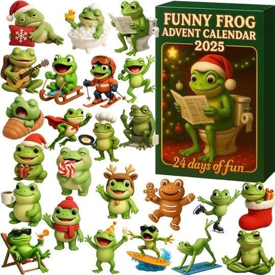 Discover Frog Advent Calendar 2025, 24-Day Christmas Countdown Box, Amphibian Figurine Gift, Funny Frog Lover Holiday Surprise Decor, Xmas Gift